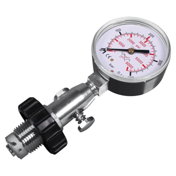 Cylinder pressure testing gauge, DIN, up to 300 Bar / 4300 PSI metric gauge