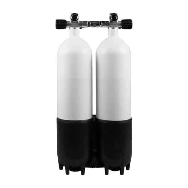 10 Liter Steel Twinset 230 Bar with Manifold (Pipe Bridge)