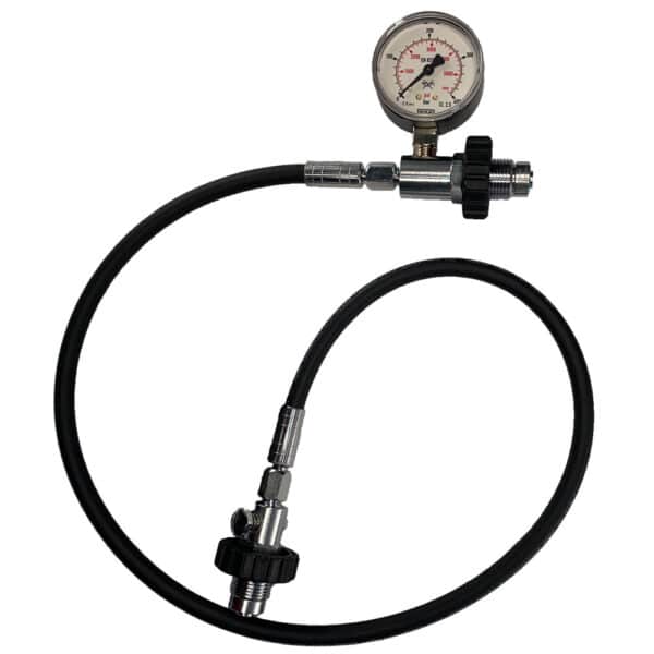 Decanting Hose DIN, 300 Bar / 4300 PSI with metric gauge